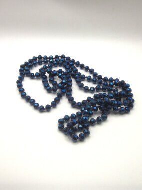 Blue Oil Slick Glass Beaded Necklace